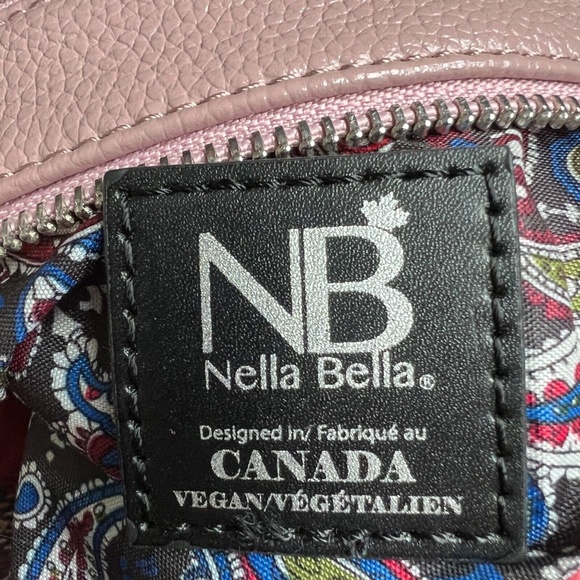 Nella Bella Wristlet Purse Vegan Leather Hand Strap Dusty Rose Pink 3 Pockets - Picture 3 of 3